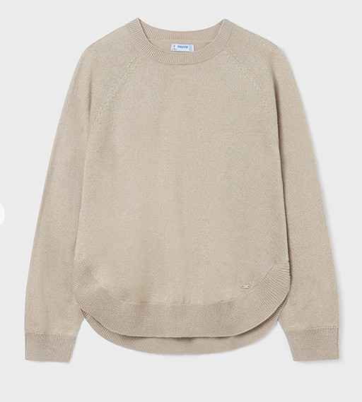 Pull Mayoral Fille - Col Rond Beige - Hiver 2023 - Mix Laine Et Acrylique